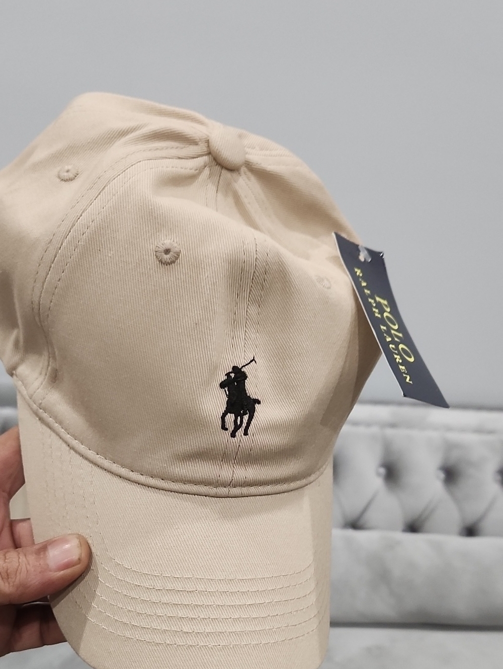 Polo by Ralph Lauren Tan Baseball Cap with Black Pony Logo
